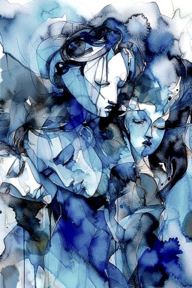 Arts numériques intitulée "Голубая грусть" par Alya Veresk, Œuvre d'art originale, Peinture numérique