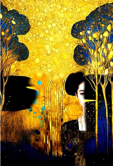 Цифровое искусство под названием "Девушка в золотой с…" - Alya Veresk, Подлинное произведение искусства, Цифровая живопись