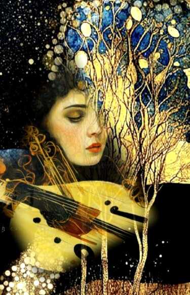 数字艺术 标题为“Музыка, золото и си…” 由Alya Veresk, 原创艺术品, 数字油画