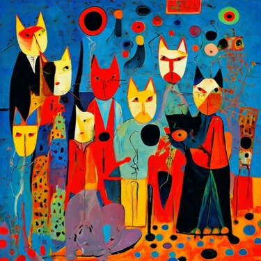 Digital Arts titled "Люди и кошки 4" by Alya Veresk, Original Artwork, Digital Collage