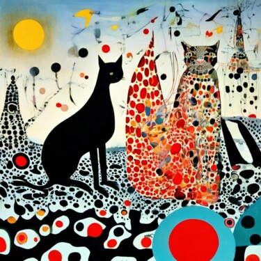 Arte digital titulada "Люди и кошки 7" por Alya Veresk, Obra de arte original, Pintura Digital
