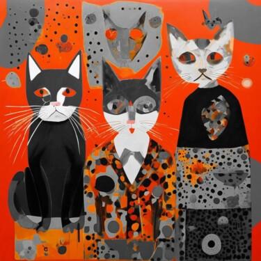 Arte digital titulada "Люди и кошки 13" por Alya Veresk, Obra de arte original, Collages digitales