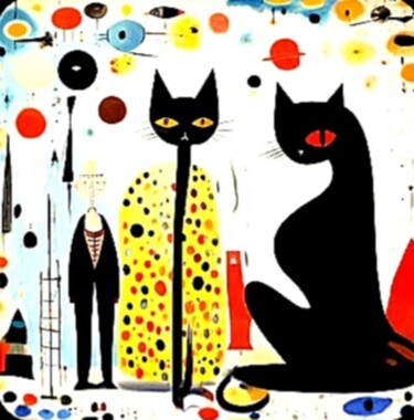 Arte digitale intitolato "Люди и кошки 14" da Alya Veresk, Opera d'arte originale, Collage digitale