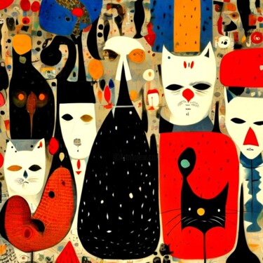Arte digital titulada "Люди и кошки 16" por Alya Veresk, Obra de arte original, Collages digitales