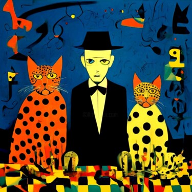 Digitale Kunst getiteld "Люди и кошки 17" door Alya Veresk, Origineel Kunstwerk, Digitaal Schilderwerk