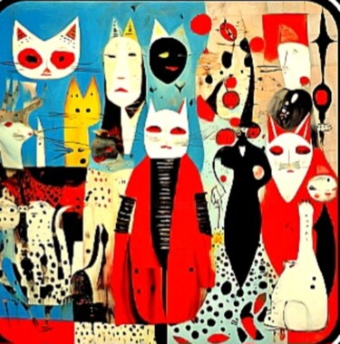 Arte digitale intitolato "Люди и кошки 18" da Alya Veresk, Opera d'arte originale, Collage digitale