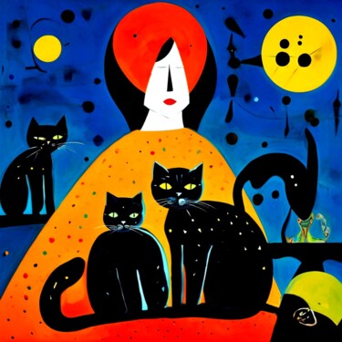 Arts numériques intitulée "Люди и кошки 21" par Alya Veresk, Œuvre d'art originale, Collage numérique