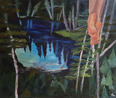 Картина под названием "Forest. Waiting for…" - Alexandra Logunova, Подлинное произведение искусства, Масло