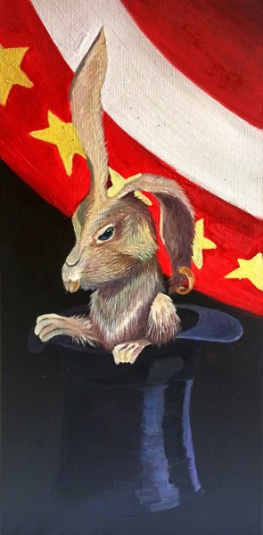 Картина под названием "Old rabbit. Rabbit…" - Alexandra Logunova, Подлинное произведение искусства, Масло Установлен на Дере…