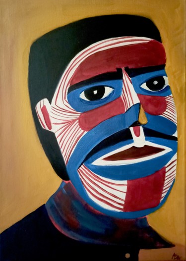 Man's portrait.Work-home3 Peinture intitulée "Man's portrait.Work…" par Alexandra Logunova, Œuvre d'art originale, Huile Monté sur Châssis