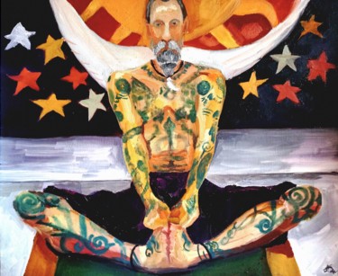 Картина под названием "Male figure. Lotus…" - Alexandra Logunova, Подлинное произведение искусства, Масло