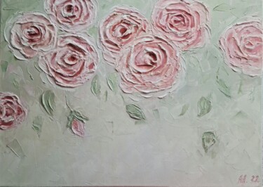 Malerei mit dem Titel "zarte Rosen" von Alyona Aleksandrovych, Original-Kunstwerk, Öl