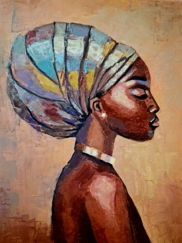 Malerei mit dem Titel "Afrikanisches Mädch…" von Alyona Aleksandrovych, Original-Kunstwerk, Öl