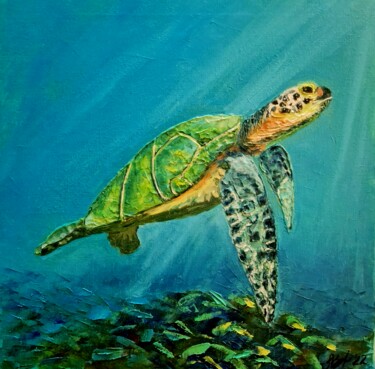 Malerei mit dem Titel "Schildkröte" von Alyona Aleksandrovych, Original-Kunstwerk, Öl