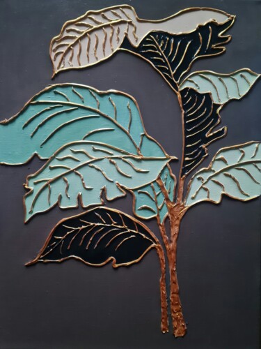 Pittura intitolato "Plant abstract" da Alyona Aleksandrovych, Opera d'arte originale, Olio