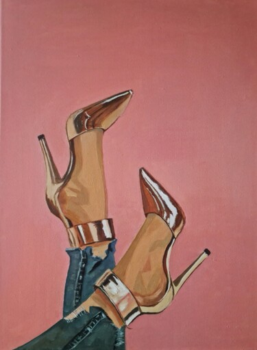 Schilderij getiteld "high-heeled shoes" door Alyona Aleksandrovych, Origineel Kunstwerk, Olie