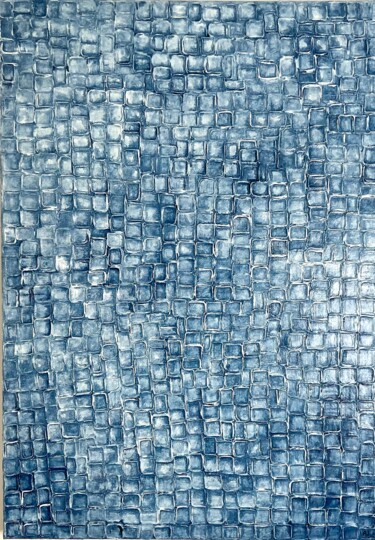 Painting titled "Indigo tiles" by Alyona Judina, Original Artwork, Acrylic