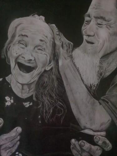 Disegno intitolato "Old Chinese Couple" da Alysson Juliano Soares, Opera d'arte originale, Grafite