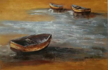 Peinture intitulée "Marée basse" par Anne - Marie Menenteau, Œuvre d'art originale, Huile