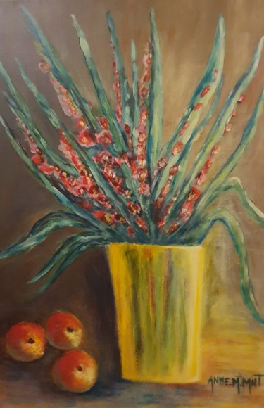 Pintura titulada "Les Trois Pommes" por Anne - Marie Menenteau, Obra de arte original, Acrílico
