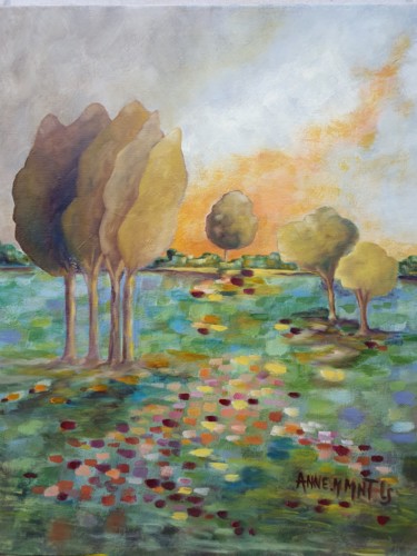 Peinture intitulée "Soleil levant" par Anne - Marie Menenteau, Œuvre d'art originale, Huile