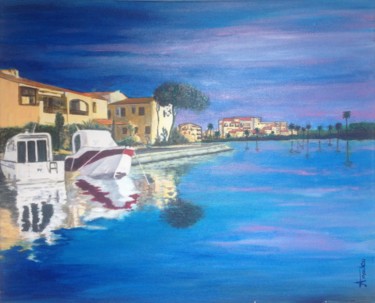 Peinture intitulée "marina St Cyprien" par Amadéo, Œuvre d'art originale, Acrylique