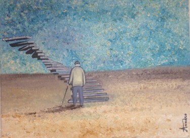 Peinture intitulée "le départ" par Amadéo, Œuvre d'art originale, Huile