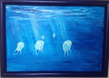 Peinture intitulée "Les méduses plastiq…" par Amadéo, Œuvre d'art originale, Acrylique