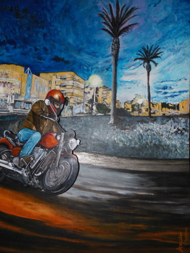 Pintura intitulada "Nocturne moto à St…" por Amadéo, Obras de arte originais