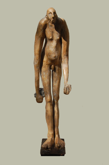 Sculpture titled "El Petanquero" by Amador Vallina, Original Artwork, Mixed Media
