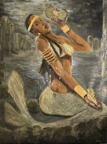 Painting titled "Virgin E.T" by Amadou Cisse, Original Artwork, Acrylic