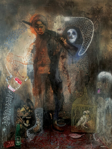 Pintura titulada "Butin nocturne" por Moctarmast Ly, Obra de arte original, Pigmentos