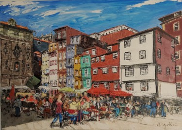 "Porto - Praça da Ri…" başlıklı Tablo A.Magalhães tarafından, Orijinal sanat