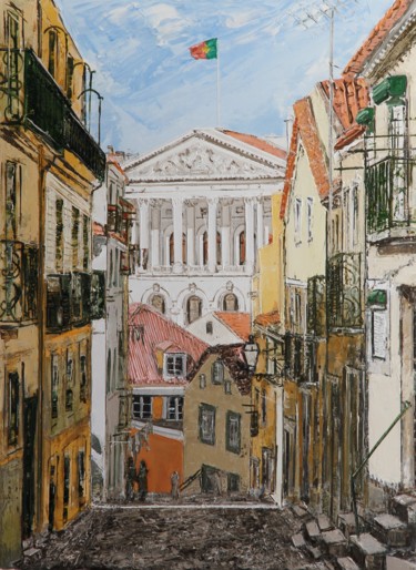 Pintura titulada "Lisboa - Travessa d…" por A.Magalhães, Obra de arte original