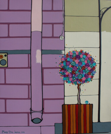 绘画 标题为“City life” 由Анастасия Магдалина, 原创艺术品, 丙烯 安装在木质担架架上