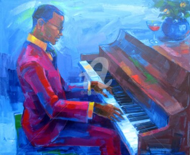 Painting titled "THE PIANIST" by Amakai Quaye, Original Artwork, Acrylic