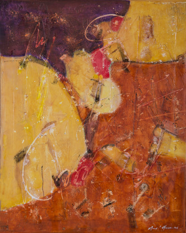 Картина под названием "Orchestra, Oil on C…" - Amal Hassani Art, Подлинное произведение искусства, Акрил