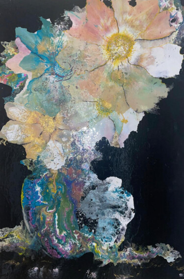 Peinture intitulée "Fleurs" par Amal Taoussi, Œuvre d'art originale, Acrylique Monté sur Châssis en bois
