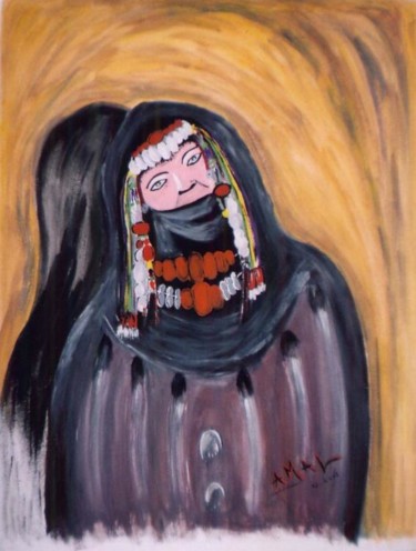 Peinture intitulée "femme berbere" par La Marocaine Bensaid, Œuvre d'art originale