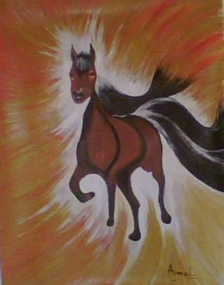 Peinture intitulée "cheval-arabe" par La Marocaine Bensaid, Œuvre d'art originale