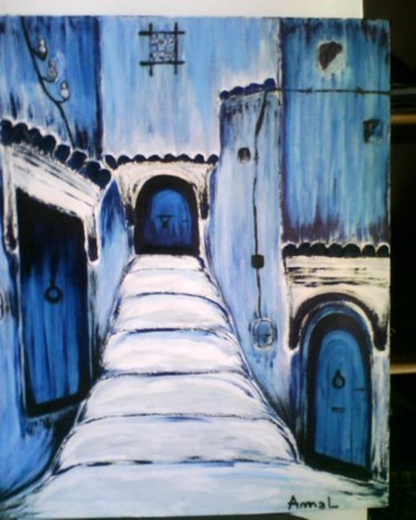Peinture intitulée "petite ruelle maroc…" par La Marocaine Bensaid, Œuvre d'art originale