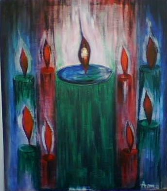 Peinture intitulée "famille bougies" par La Marocaine Bensaid, Œuvre d'art originale