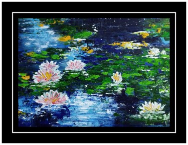 Pintura titulada "Water lily" por Aman Kumar, Obra de arte original, Acrílico