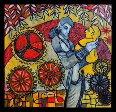 Painting titled "Mother's Love" by Aman Kumar, Original Artwork, Acrylic