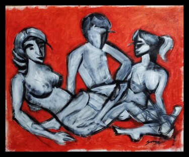 Картина под названием "Nude Model" - Aman Kumar, Подлинное произведение искусства, Акрил