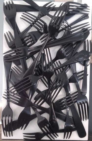 Design intitulée "Tableau fourchettes" par Amandine Talaska, Œuvre d'art originale, Décoration de maison