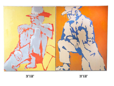 Картина под названием "Cowboys | Vaqueros" - Amanda Cristina Noa Amanda Noa, Подлинное произведение искусства, Акрил Установ…