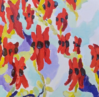 Peinture intitulée "Sturt's desert pea…" par Amanda Cutlack, Œuvre d'art originale, Huile