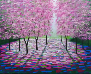 Painting titled "Magenta and Light" by Amanda Horvath, Original Artwork, Acrylic Mounted on Wood Stretcher frame