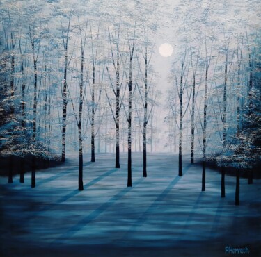 Картина под названием "Silver Enchantment" - Amanda Horvath, Подлинное произведение искусства, Акрил Установлен на Деревянна…
